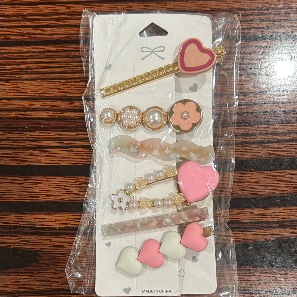 Pink and Gold Hair Clip Set